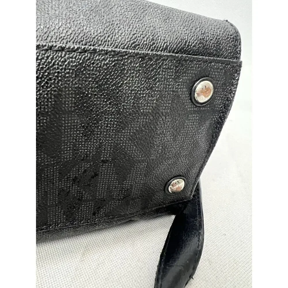 Michael Kors Black Hamilton Leather Silver Chain Satchel Bag Purse